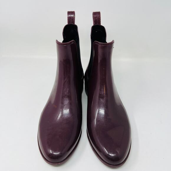 Sam Edelman Rubber Rain Boot Stretch Panel Side Eggplant - 9 - Picture 4 of 9